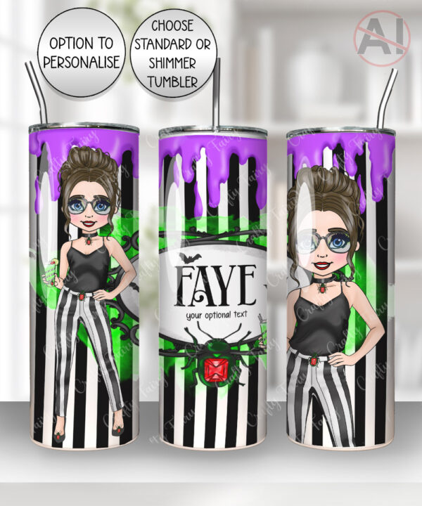 personalised juice of beetles slime & lady striped 20oz halloween tumbler