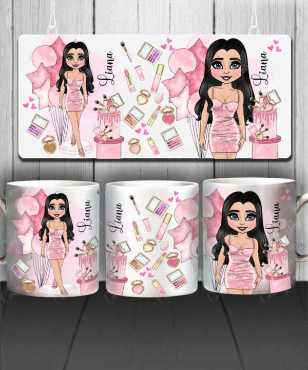 Personalised Mug For Girl Who Loves Pink & Makeup
