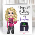 personalised air fryer queen birthday card