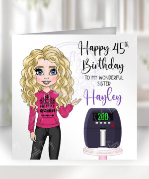 personalised air fryer queen birthday card