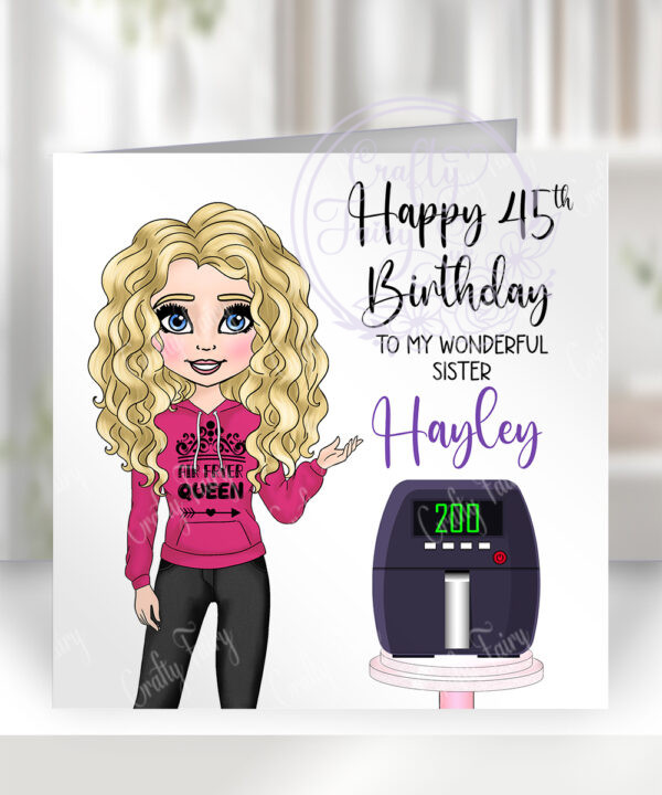 personalised air fryer queen birthday card