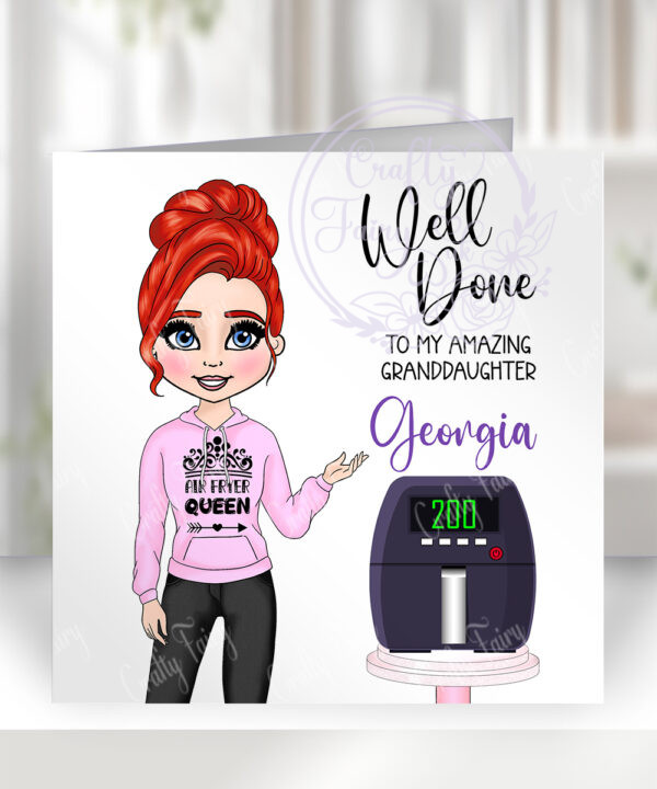 personalised air fryer queen birthday card