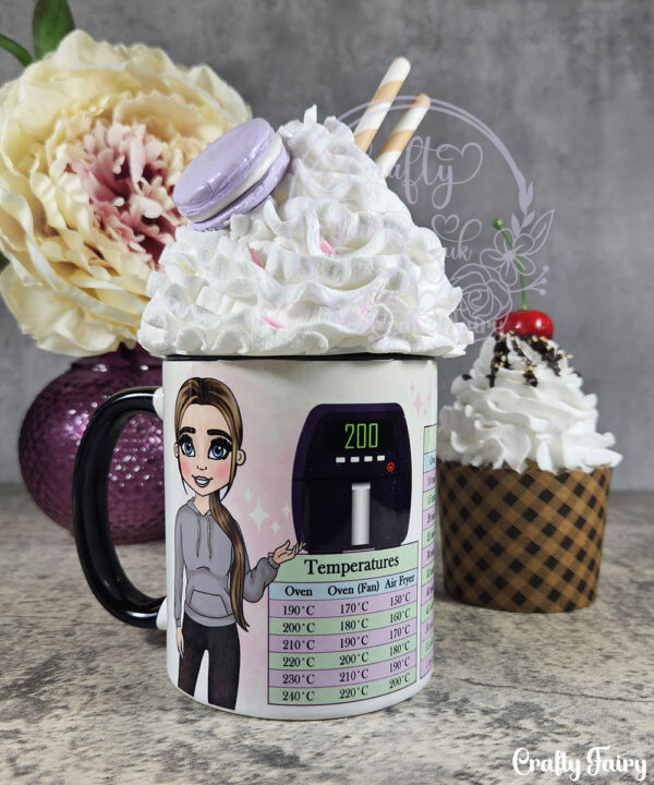 personalised air fryer queen lady with conversion chart mug gift