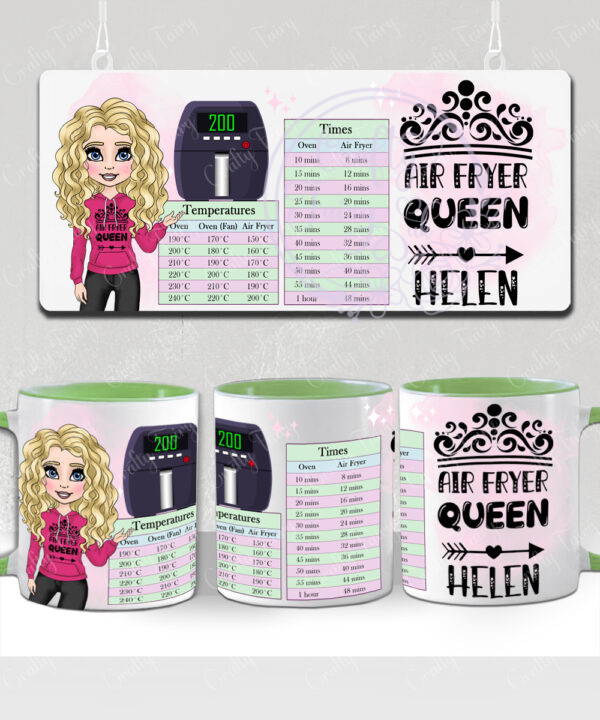 personalised air fryer queen lady with conversion chart mug gift