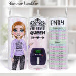 personalised air fryer queen lady with conversion chart 20oz straight tumbler