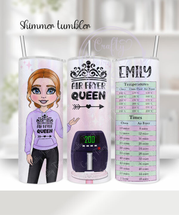 personalised air fryer queen lady with conversion chart 20oz straight tumbler