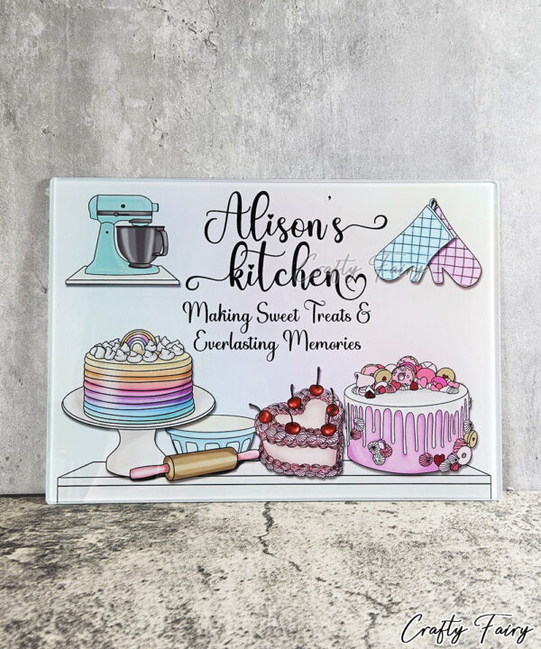 Personalised Cakes Making Memories Glass Chopping Board