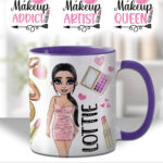 personalised love makeup lady & pink cosmetics mug