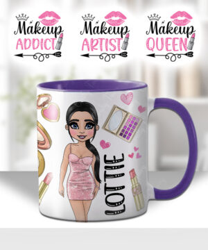 personalised love makeup lady & pink cosmetics mug