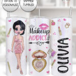 personalised love makeup lady & pink cosmetics straight tumbler