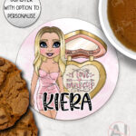 personalised love makeup lady & pink cosmetics coaster gift