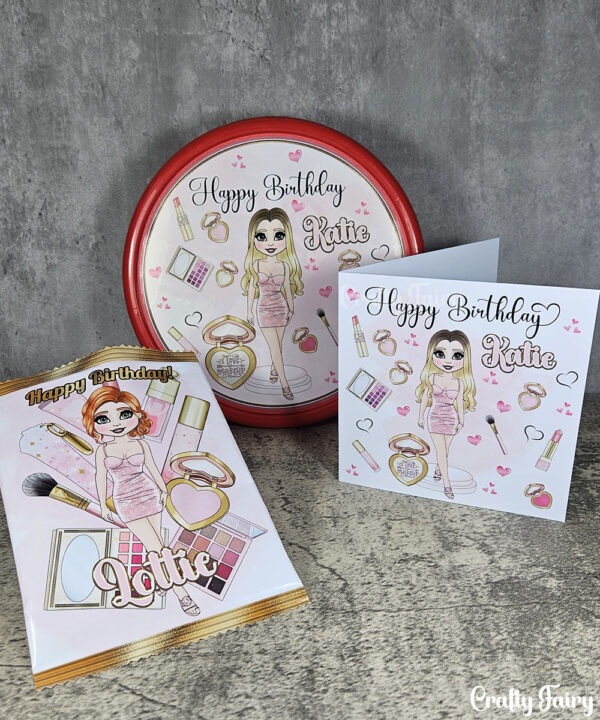Personalised Love Makeup Lady & Pink Cosmetics Sweet Crisp Party Favour Gift Bag