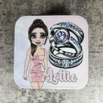 Personalised Lady in Pink Dress Pink Faux Leather Travel Jewellery Box