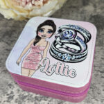 Personalised Lady in Pink Dress Pink Faux Leather Travel Jewellery Box