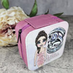 Personalised Lady in Pink Dress Pink Faux Leather Travel Jewellery Box
