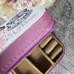 Personalised Lady in Pink Dress Pink Faux Leather Travel Jewellery Box