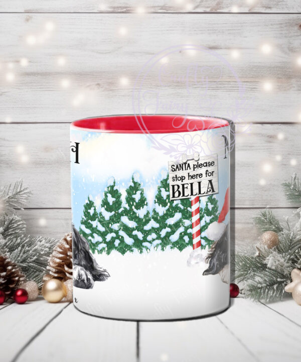 personalised dog in santa hat christmas mug gift lots of dog breeds