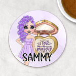personalised love makeup lady & lilac cosmetics coaster gift
