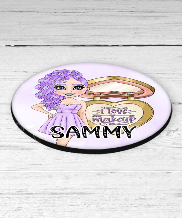 personalised love makeup lady & lilac cosmetics coaster gift