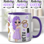 personalised love makeup lady lilac cosmetics mug