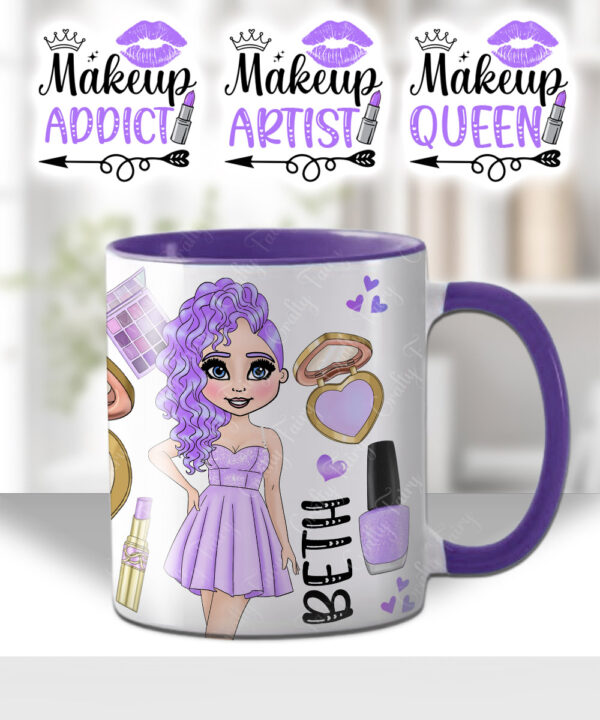 personalised love makeup lady lilac cosmetics mug