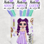 personalised love makeup lady lilac cosmetics pen or brush pot