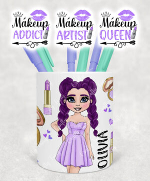personalised love makeup lady lilac cosmetics pen or brush pot