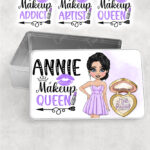 personalised love makeup lady & lilac cosmetics rectangular medium tin