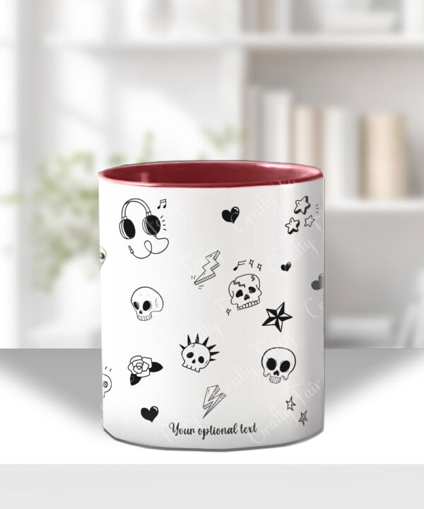 personalised goth lady in black mini dress mug gift