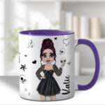 personalised goth lady in black mini dress mug gift