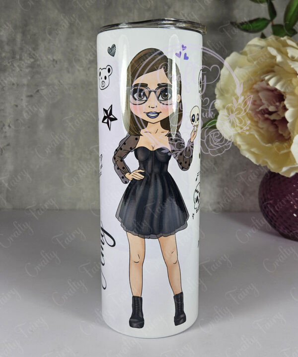 personalised goth lady in black mini dress 20oz straight tumbler