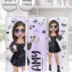 personalised goth lady in black mini dress straight tumbler