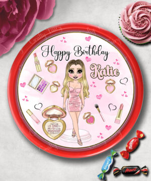 Personalised Love Makeup Lady & Pink Cosmetics Chocolate Tub