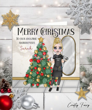 Personalised Hairdresser in Salon Christmas Card