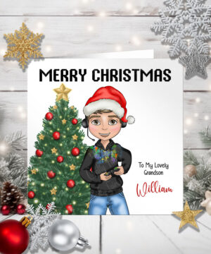 personalised gamer boy gaming christmas card for son grandson