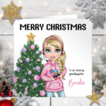personalised gamer girl gaming christmas card for granddaughter
