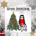 Personalised Girl in Wheelchair Christmas Card for Granddaughter Daughter