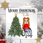Personalised Girl in Wheelchair Christmas Card for Granddaughter Daughter