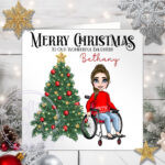 Personalised Girl in Wheelchair Christmas Card for Granddaughter Daughter
