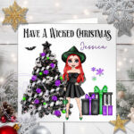 Personalised Ella Wicked Witch & Tree Christmas Card