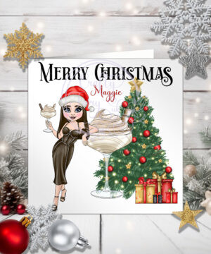 Personalised Baileys Cocktail Lady Christmas Card