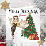 personalised baileys cocktail lady christmas card