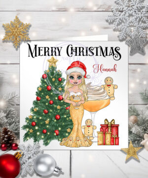 Personalised Gingerbread Martini Cocktail Lady Christmas Card