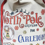 personalised girl in red jumper polar express christmas santa sack