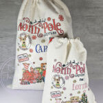 personalised girl in red jumper polar express christmas santa sack