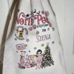 personalised girl in pink dressing gown polar express christmas santa sack