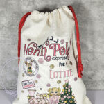 personalised girl in red jumper polar express christmas santa sack