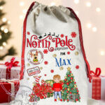 Personalised Boy in Red Jumper Polar Express Christmas Santa Sack