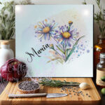 Personalised Purple Aster Flowers Glass Chopping Board - Medium 28x30cm
