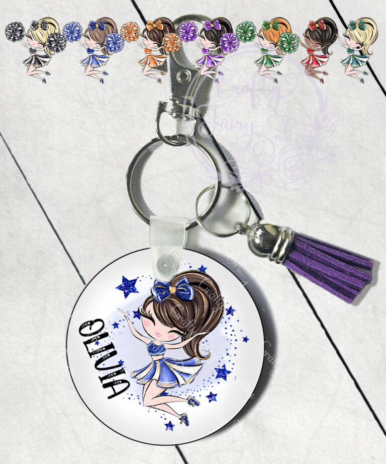 Personalised Whimsical Cheerleader Girl Keyring - Cheerleading ...
